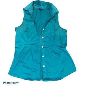 Banana  Republic green sleeveless button down shirt blouse Sz M